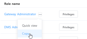 Copy role menu option