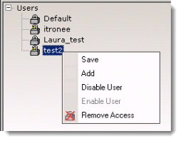 Removing a user's access dialog.