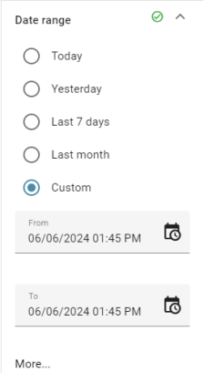 Custom date range dialog.