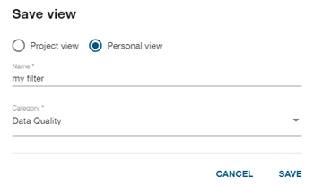 Save view dialog.