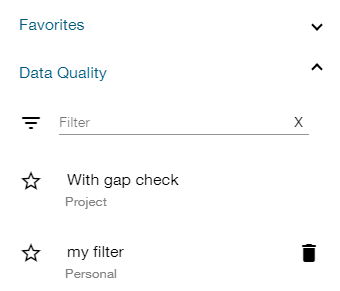 Data quality available category panel.
