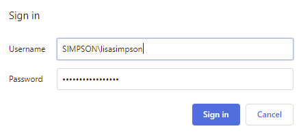 Windows Sign in dialog.