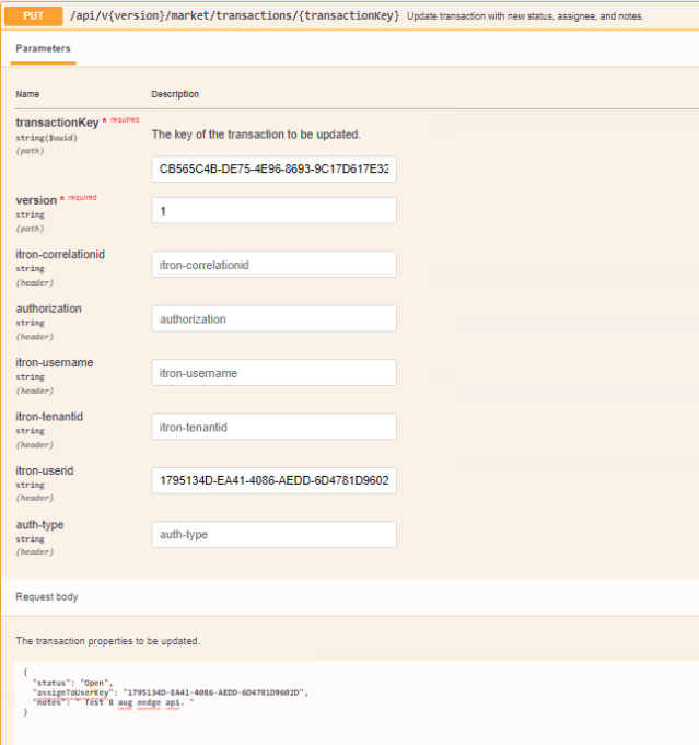 Update transaction with new status, assignee, and notes.