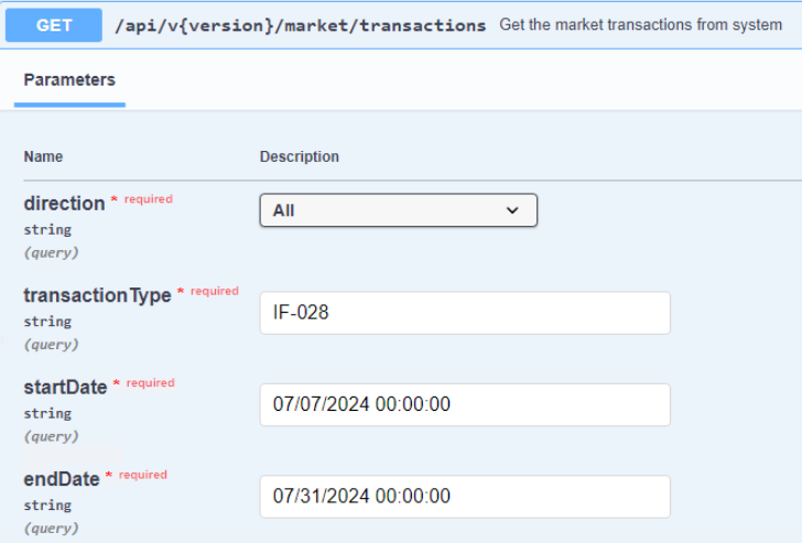 get market transacations from the system