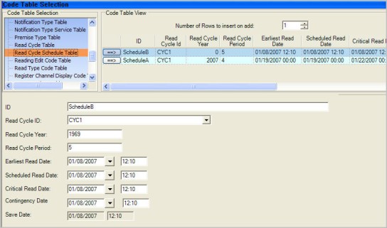 Navigating the Read Cycle Schedule Table.