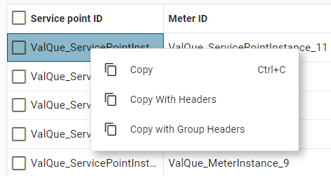 Copy to clipboard option for the validaion queue table.