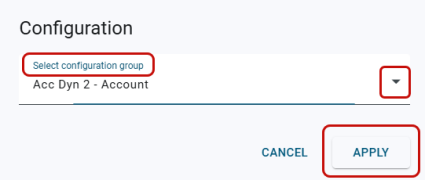 configuration dialg on the dashboard