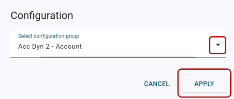 configuration dialg on the dashboard