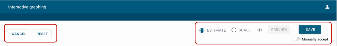 location of the actions that appear at the top of the page for manual estimation