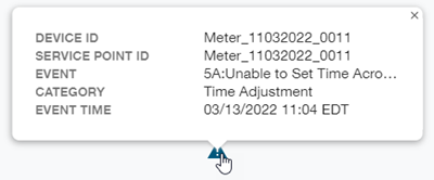 Icon to click to reveal a dialog with device and event information.