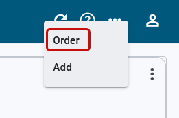 order and add options on the dashboard