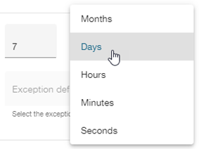 Enter or select the number of time units to include in the filter.