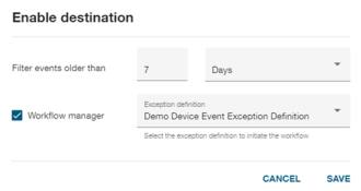 The Enable destination dialog.