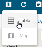 Table icon in the page header to switch from map view to table view.