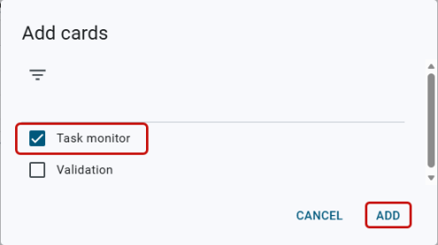add option for task monitor card on dashboard