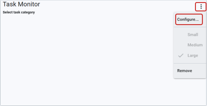 configuring a task monitor card on the dashboard
