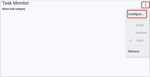 configuring a task monitor card on the dashboard