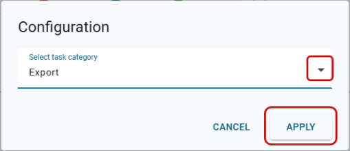 selecting a task category for the task monitor card on the dashboard