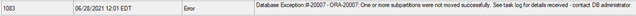 Task log that contain messages indicating an error.
