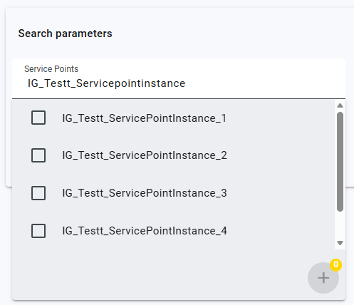 Search parameters field with a value entered