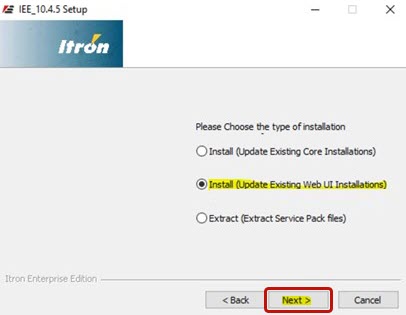 the Install (Update Existing Web UI Installations) option