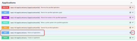the GET application endpoint