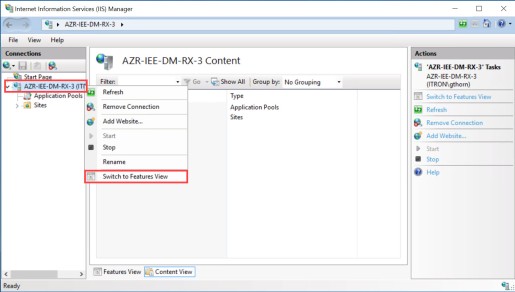 Location of Switch to Features View 