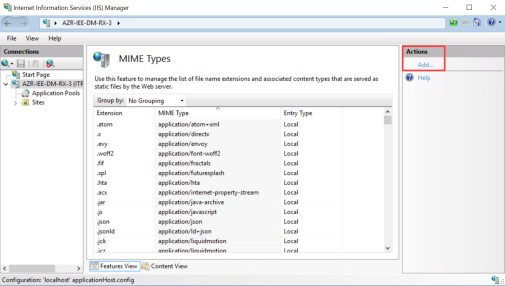 Location of Actions and Add option.