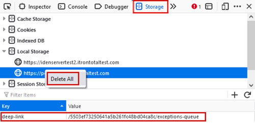 Location of Web Developer Tools on the Mozilla Firefox browser with Delete All selected.