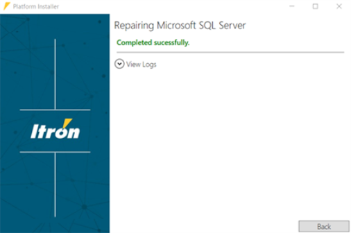 Repairing Microsoft SQL Server dialog with Completed Successfully status.
