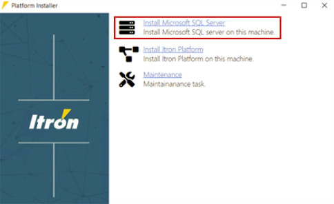 The platform bootstrapper screen opened with Install Microsoft SQL Server selected.