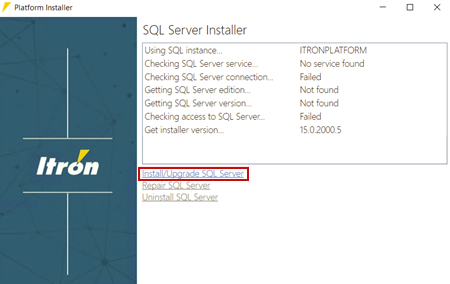 SQL Server installer dialog with Install/Upgrade SQL Server selected.