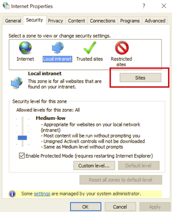 The security tab on the machine.