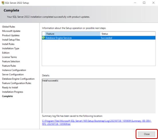 location of Close option