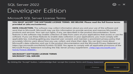 location of the Accept option