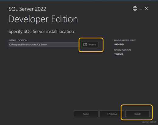 location of the Browse and Install options