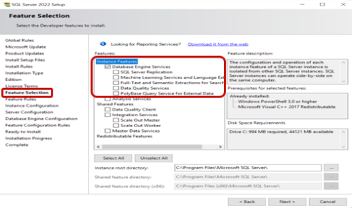 location of Data Engine Services option