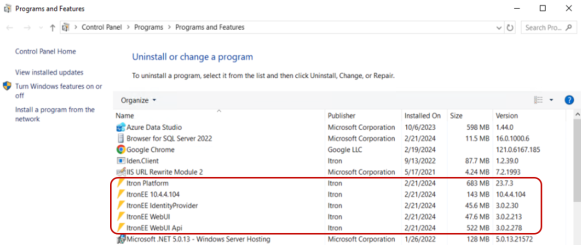 Location of version numbers for IEE products.
