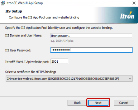 the IIS Setup dialog