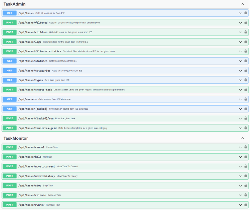 Task REST API endpoints
