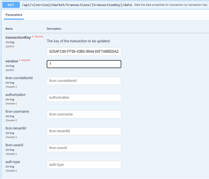Gets the data properties for the transaction by the transaction type and transaction ID.