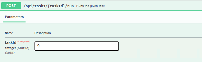POST /api/tasks/{taskId}/run - Runs the given task