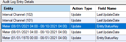 screenshot of the Audit log screen