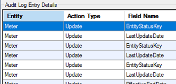 screenshot of the Audit log screen