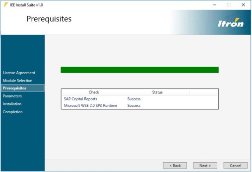 Prerequisites screen