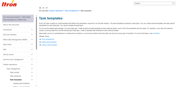 A view of the combined help articles on the Itron help landing page.