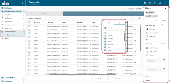The new task monitor user interface.