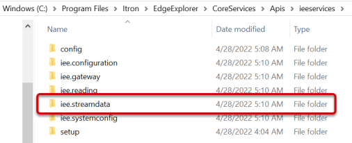 Location of the iee.streamdata file folder.